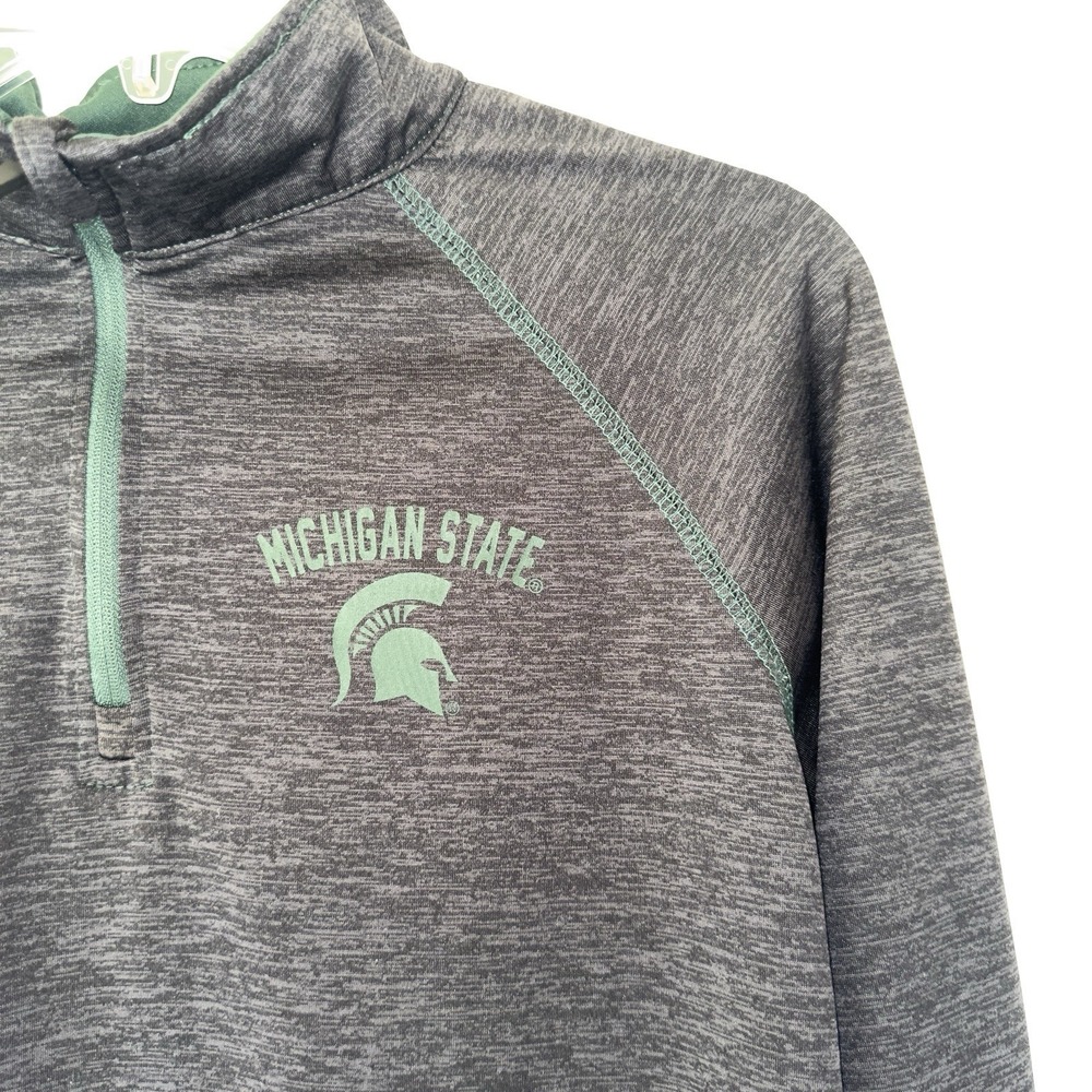 MSU Spartans Large Quarter Zip Pullover Gray College Sports Embroidered Logo